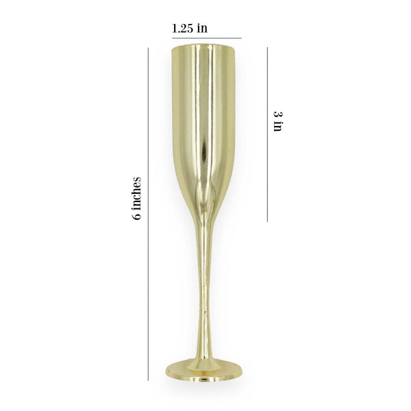 La Fete Golden Decal Champagne Flutes Set of 6