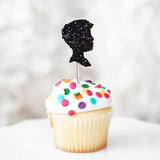 12 Mr and Mrs Black White Glitter Cupcake Wedding Cake Topper Picks Decoration Bachelorette - le petit pain