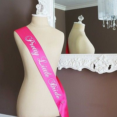 Pink Pretty Little Bride Sash with Crystal Pin Bachelorette Wedding Party Ribbon- Le Petit Pain